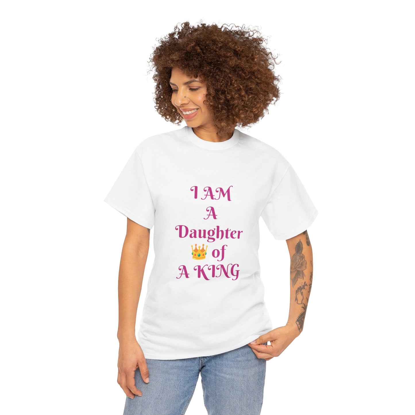 I Am A Daughter of A King  Pink Lettering T-shirt Women